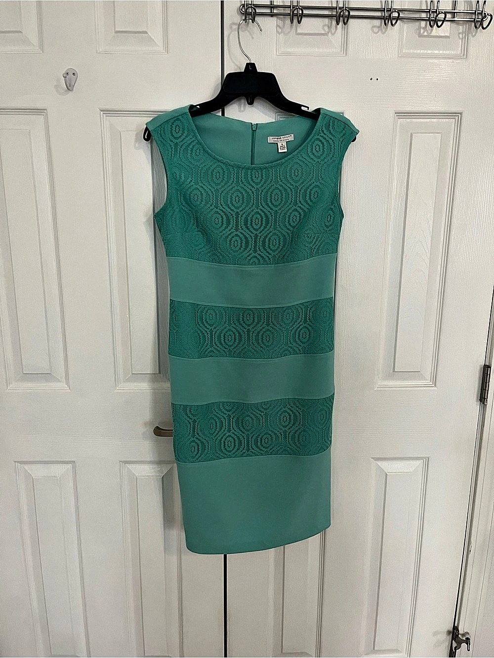 London Style Collection Lace Panel Mini Dress in Green Size 6